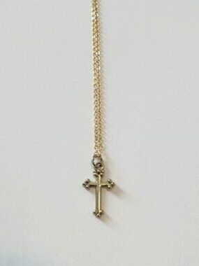 Gold-Plated Cross Necklace - 17 Inch Chain